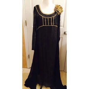 Indian Pakistani Eid Black Formal Maxi Dress Small